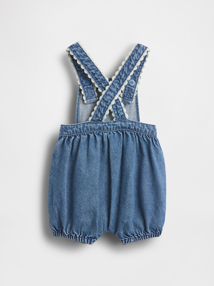 Gap Blue Denim Shell Pocket Bubble Short Overalls (0-24mths) - Image 2 of 3