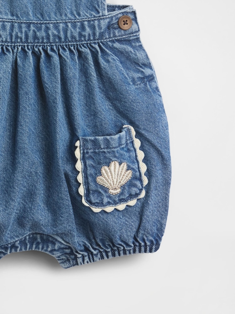 Gap Blue Denim Shell Pocket Bubble Short Overalls (0-24mths) - Image 3 of 3