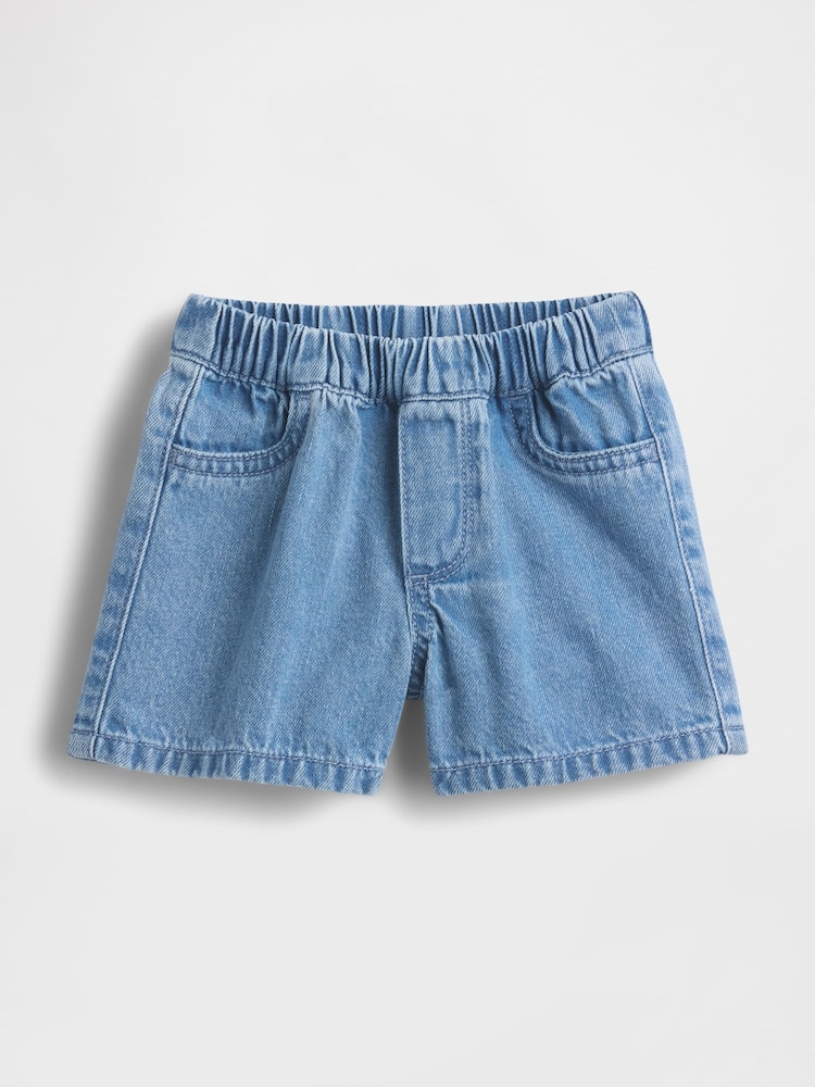 Gap Blue Bear Pocket Pull On Denim Shorts (0-24mths) - Image 1 of 3