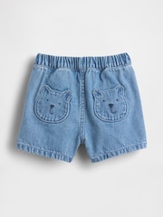 Gap Blue Bear Pocket Pull On Denim Shorts (0-24mths) - Image 2 of 3