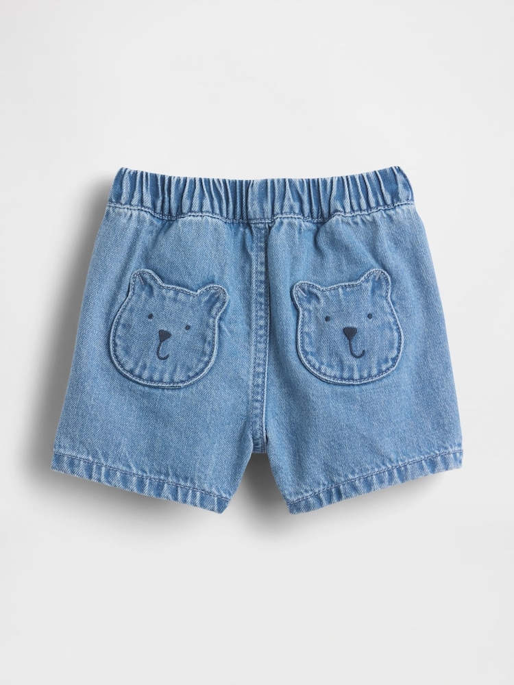 Gap Blue Bear Pocket Pull On Denim Shorts (0-24mths) - Image 2 of 3