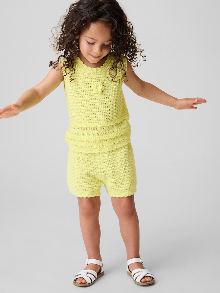 Gap Yellow Crochet Pull On Shorts (6mths-5yrs) - Image 1 of 4