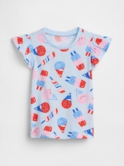 Gap Blue Print Flutter Sleeve T-Shirt (6mths-5yrs) - Image 1 of 3