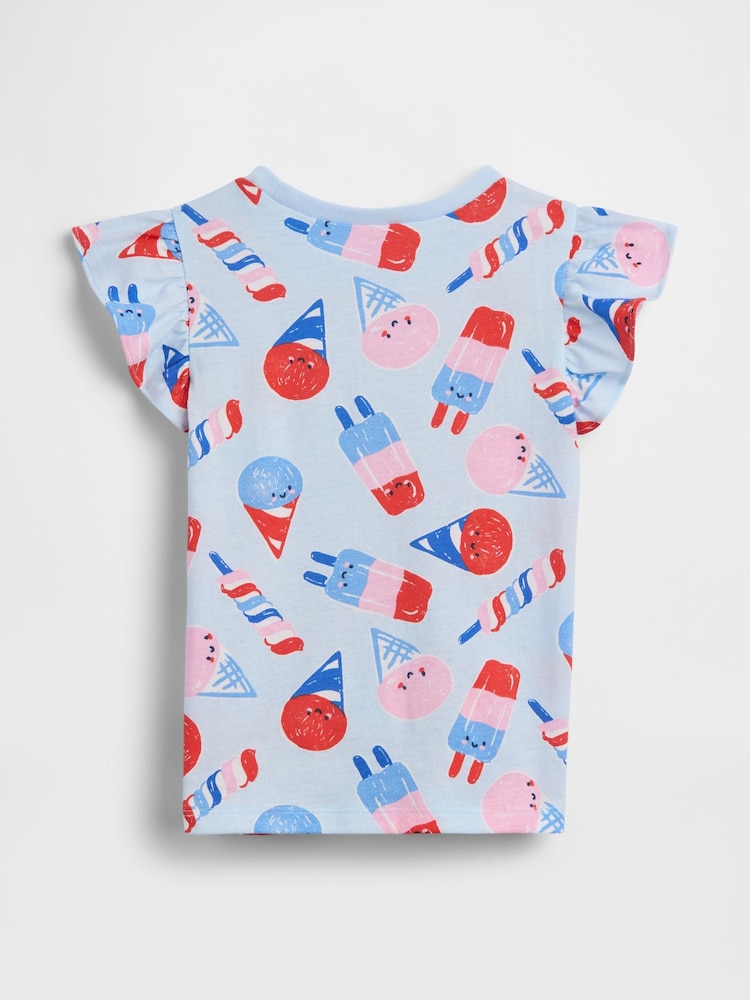 Gap Blue Print Flutter Sleeve T-Shirt (6mths-5yrs) - Image 2 of 3