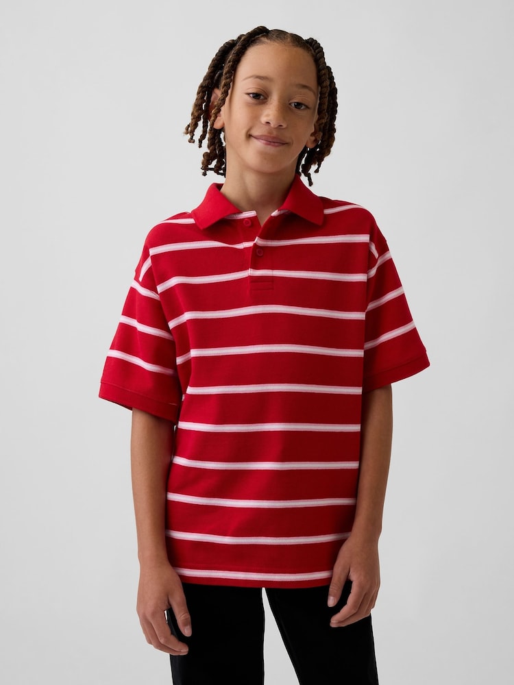 Gap Red Relaxed Pique Polo Shirt (4-13yrs) - Image 1 of 3