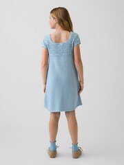 Gap Light Blue Crochet Knitted Dress (4-13yrs) - Image 2 of 4