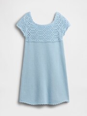 Gap Light Blue Crochet Knitted Dress (4-13yrs) - Image 3 of 4