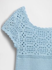 Gap Light Blue Crochet Knitted Dress (4-13yrs) - Image 4 of 4