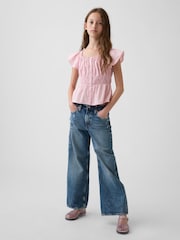 Gap Pink Flutter-Sleeve Button-Front Top (4-13yrs) - Image 3 of 5