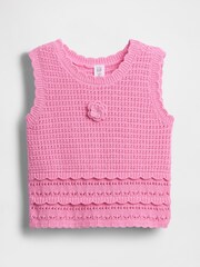 Gap Pink Crochet Vest (6mths-5yrs) - Image 1 of 3