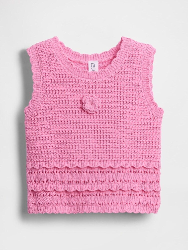 Gap Pink Crochet Vest (6mths-5yrs) - Image 1 of 3