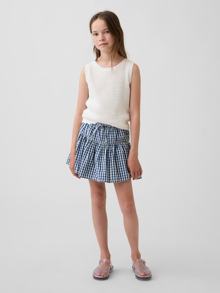 Gap Blue Gingham Denim Tiered Skort (4-13yrs) - Image 1 of 4
