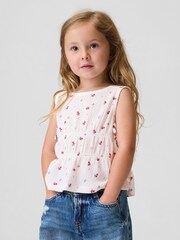 Gap White Floral Crinkle Knit Bow Sleeveless Top (6mths-5yrs) - Image 1 of 4