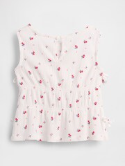 Gap White Floral Crinkle Knit Bow Sleeveless Top (6mths-5yrs) - Image 3 of 4