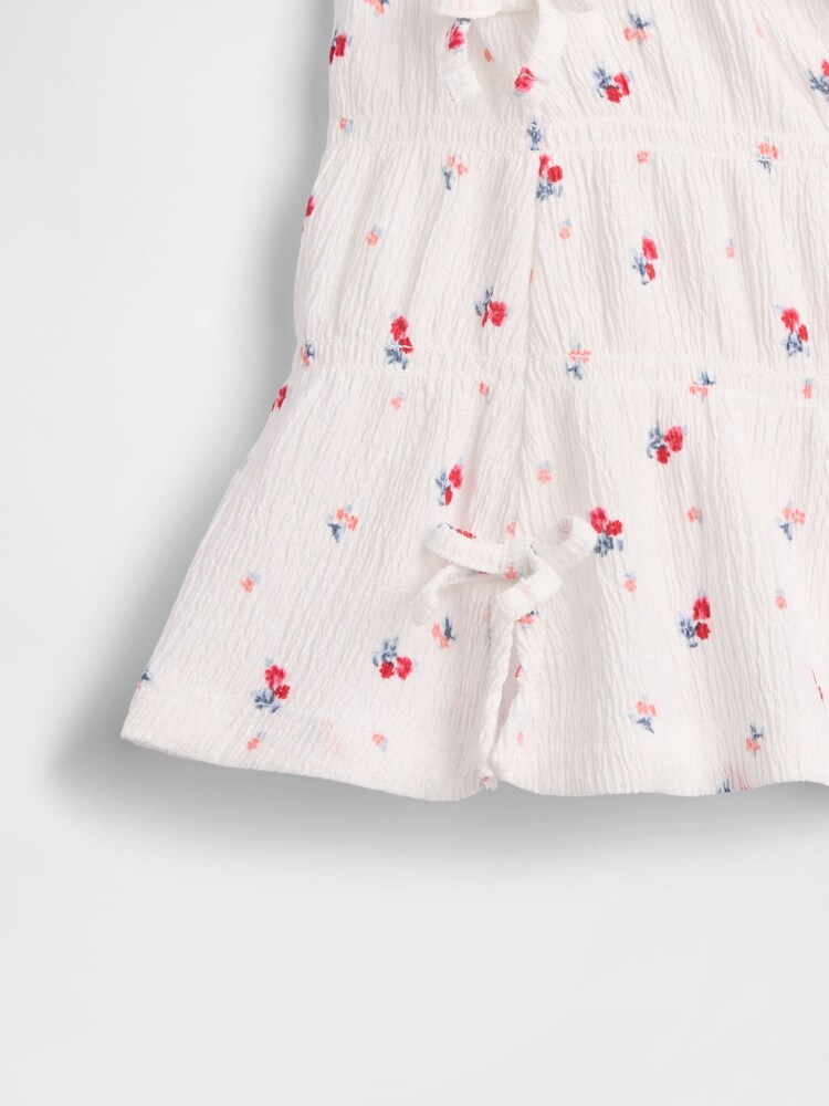 Gap White Floral Crinkle Knit Bow Sleeveless Top (6mths-5yrs) - Image 4 of 4