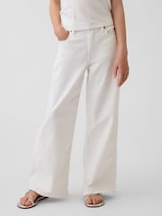 Gap White Low Rise Stride Wide-Leg Jeans (5-14yrs) - Image 1 of 5