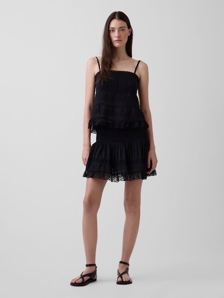 Gap Black Pintuck Lace-Trim Easy Mini Skirt - Image 5 of 5