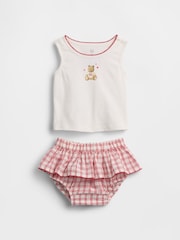 Gap Red/White Brannan Bear Vest and Check Skort Set (0-24mths) - Image 1 of 3