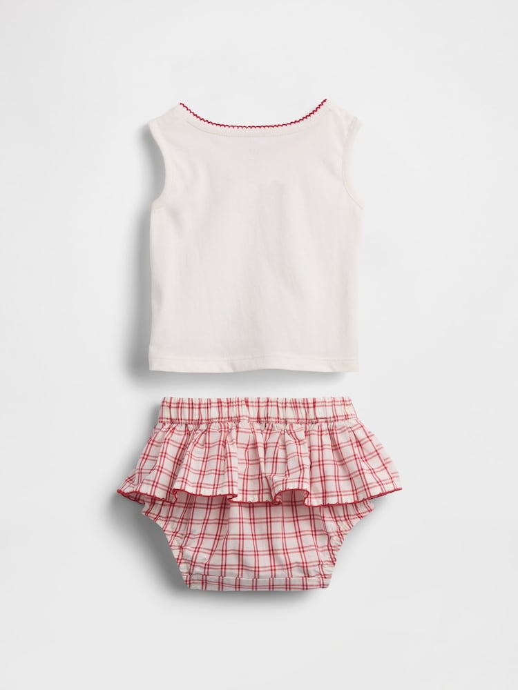 Gap Red/White Brannan Bear Vest and Check Skort Set (0-24mths) - Image 2 of 3