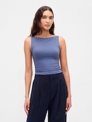 Gap Blue CloseKnit Jersey Boatneck Crop Vest - Image 1 of 3