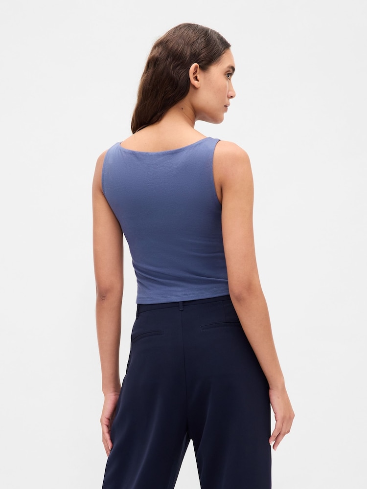 Gap Blue CloseKnit Jersey Boatneck Crop Vest - Image 2 of 3