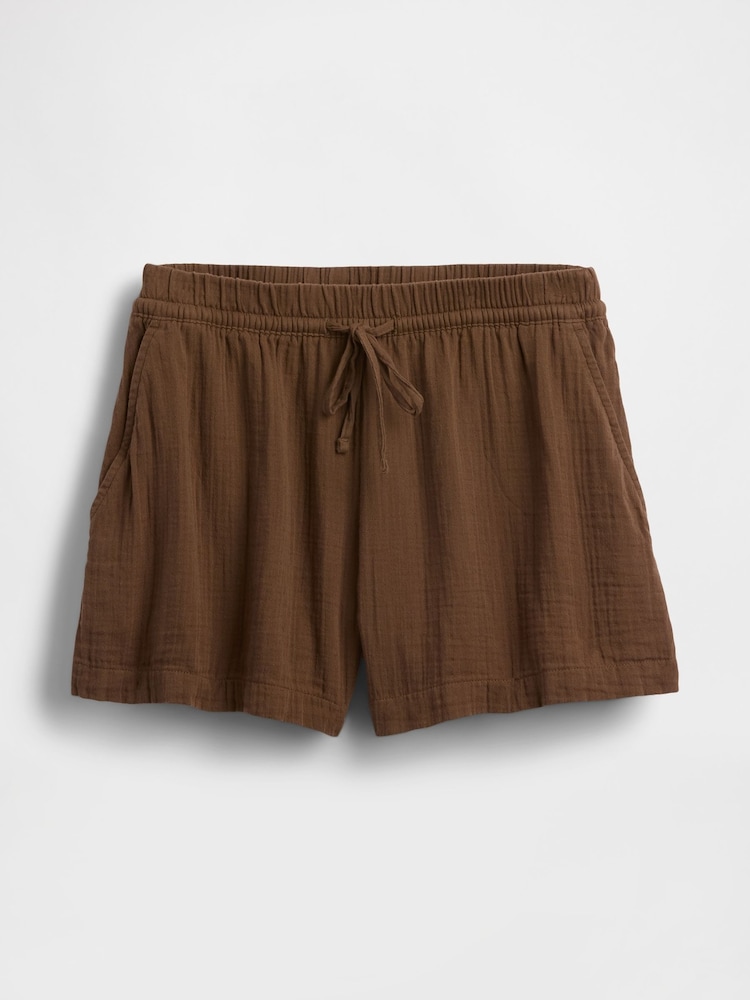 Gap Brown 4 inch Mid Rise Cotton Gauze Easy Shorts - Image 1 of 1