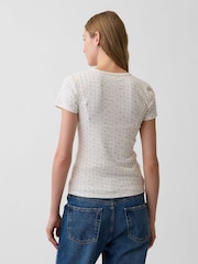 Gap Cream Pointelle Crew Neck Short Sleeve T-Shirt - Image 2 of 6