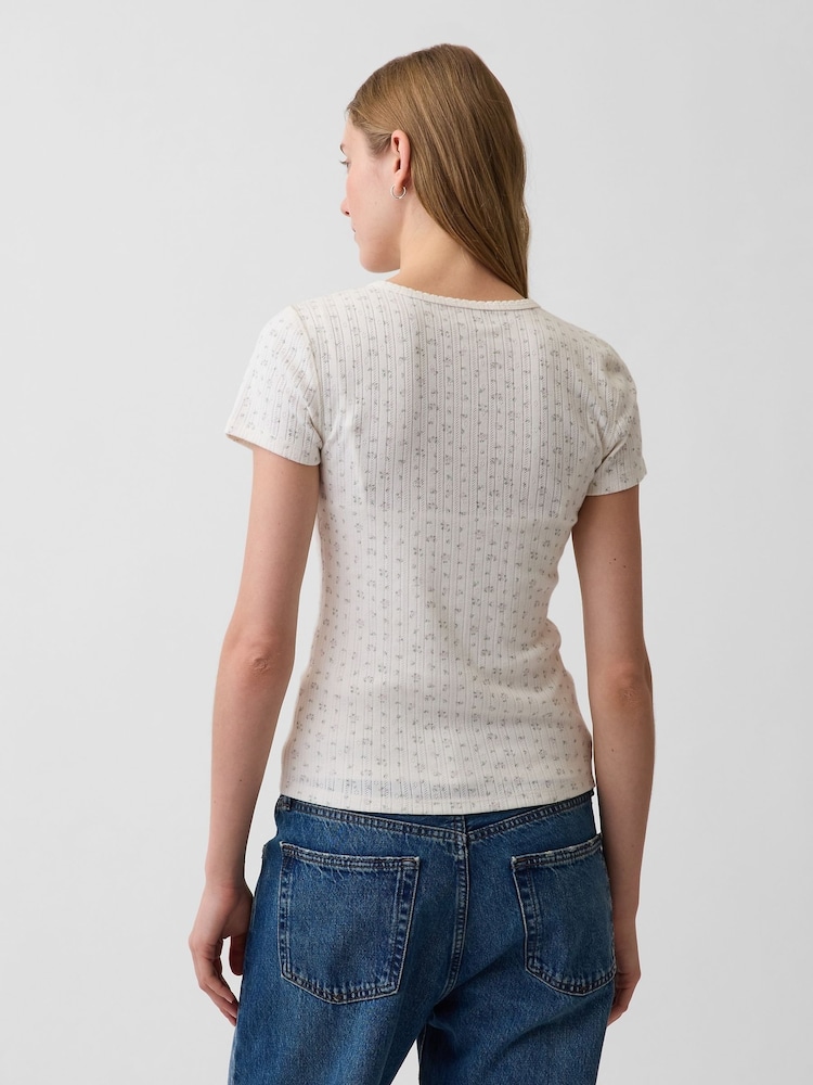 Gap Cream Pointelle Crew Neck Short Sleeve T-Shirt - Image 2 of 6