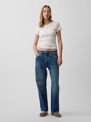 Gap Cream Pointelle Crew Neck Short Sleeve T-Shirt - Image 3 of 6