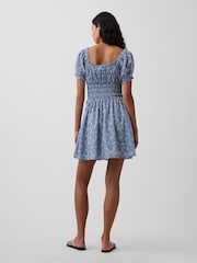 Gap Blue Floral Smocked-Waist Mini Dress - Image 2 of 4