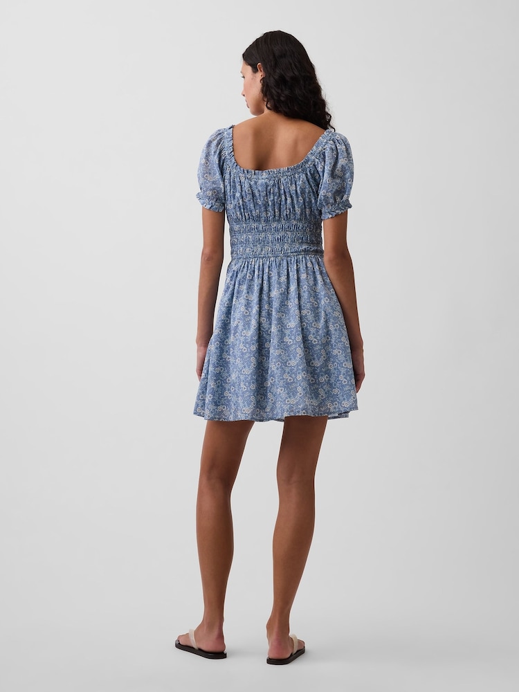 Gap Blue Floral Smocked-Waist Mini Dress - Image 2 of 4
