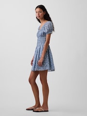 Gap Blue Floral Smocked-Waist Mini Dress - Image 3 of 4