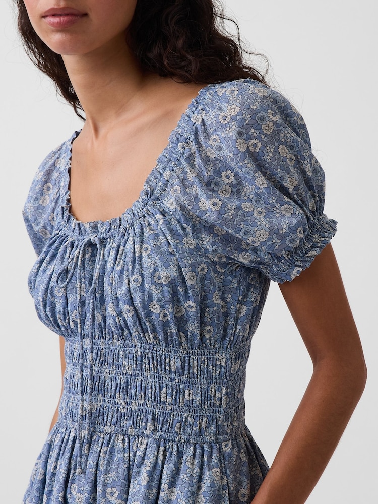 Gap Blue Floral Smocked-Waist Mini Dress - Image 4 of 4