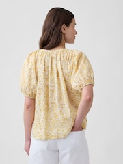 Gap Yellow Floral Oversized Puff Sleeve Top - Image 2 of 5