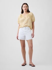 Gap Yellow Floral Oversized Puff Sleeve Top - Image 3 of 5