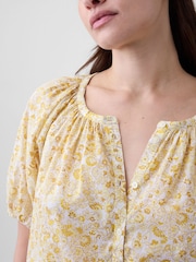 Gap Yellow Floral Oversized Puff Sleeve Top - Image 4 of 5