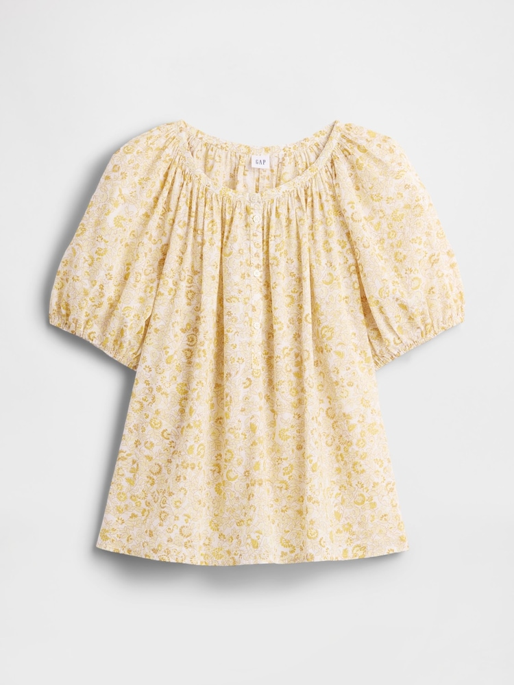 Gap Yellow Floral Oversized Puff Sleeve Top - Image 5 of 5