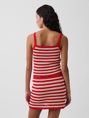 Gap Red/White Stripe Crochet Crop Knit Tank Top - Image 2 of 4