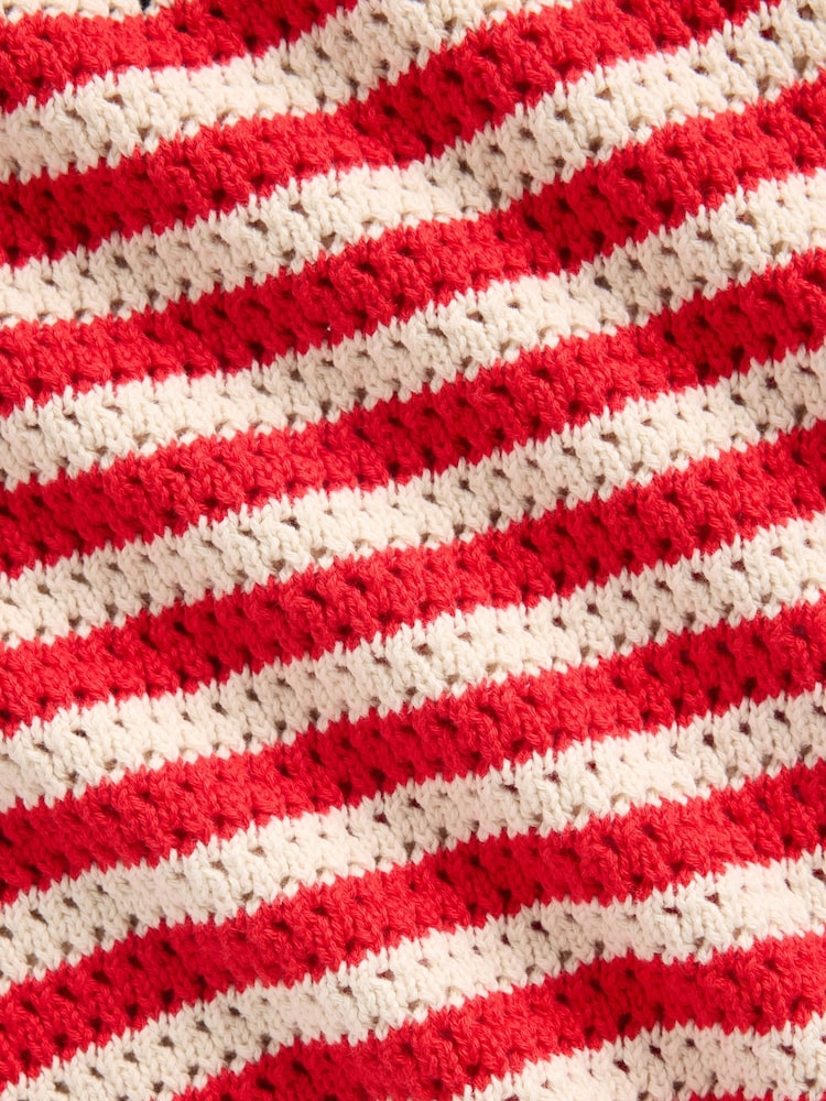 Gap Red/White Stripe Crochet Crop Knit Tank Top - Image 4 of 4