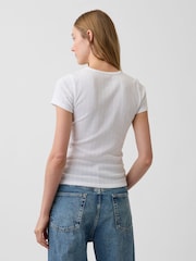 Gap White Pointelle Crew Neck Short Sleeve T-Shirt - Image 2 of 4