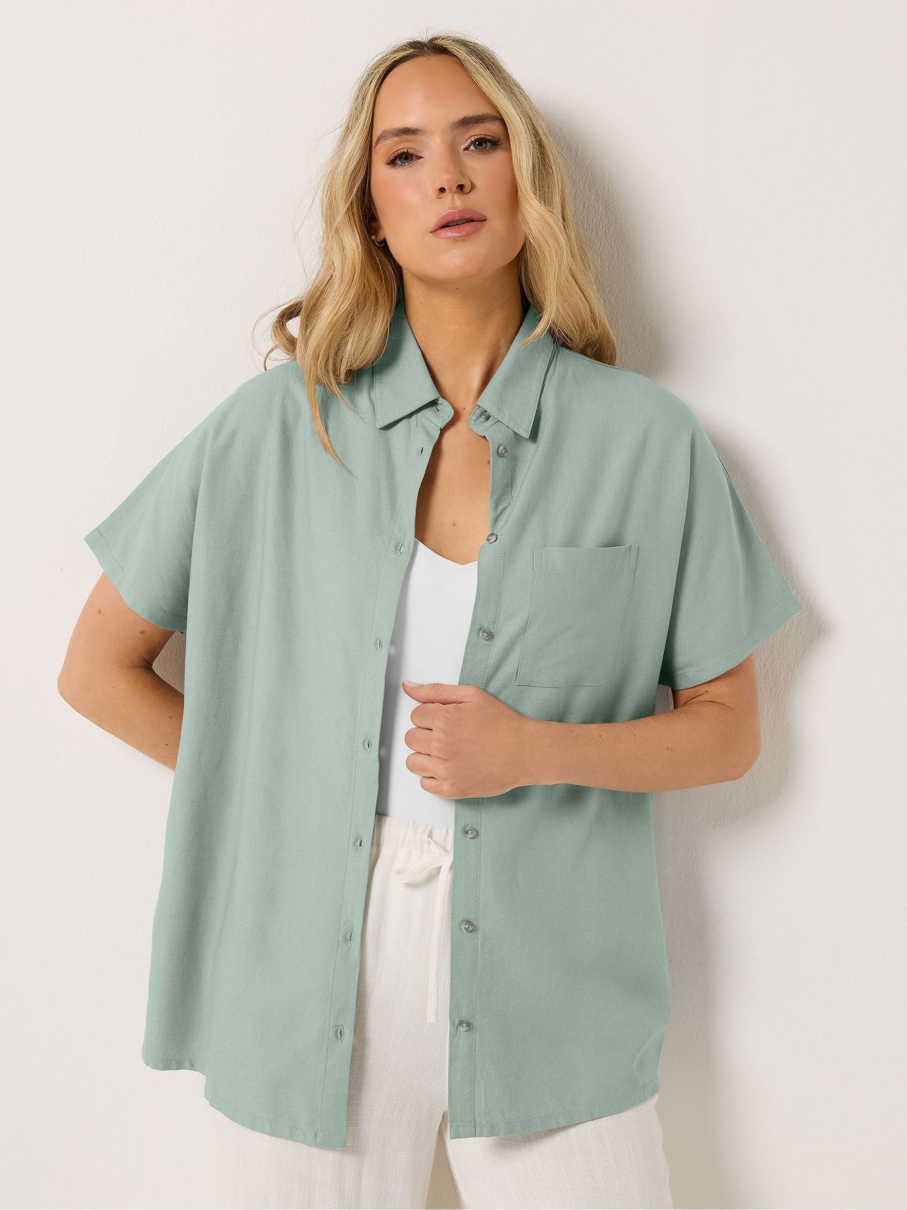 Long Tall Sally Women's Blue Short Sleeve Shirt