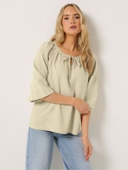 Long Tall Sally Nude Boho Linen Blend Top - Image 1 of 6
