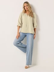 Long Tall Sally Nude Boho Linen Blend Top - Image 4 of 6