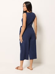 M&Co Blue Petite Sleeveless Jumpsuit - Image 2 of 5