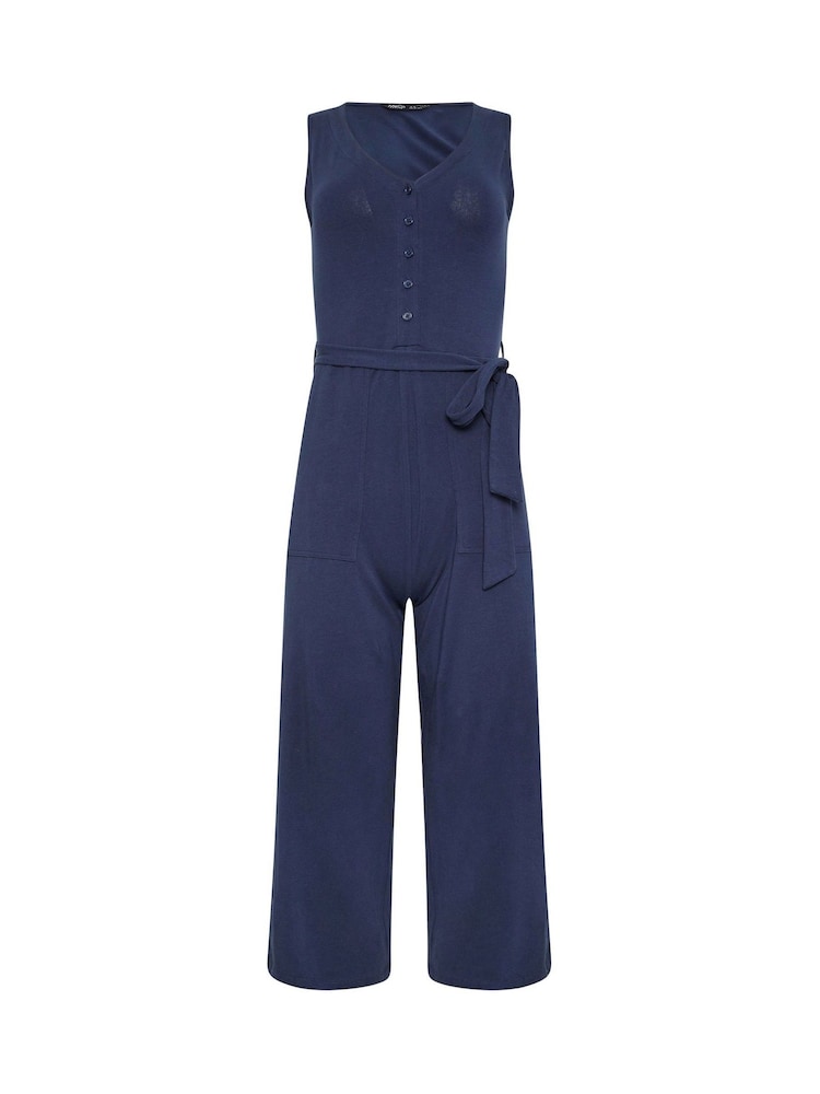 M&Co Blue Petite Sleeveless Jumpsuit - Image 5 of 5 M&Co Blue Petite Sleeveless Jumpsuit - Image 5 of 5