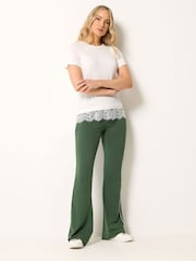 Long Tall Sally White Lace Hem T-Shirt - Image 3 of 5