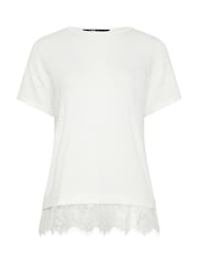 Long Tall Sally White Lace Hem T-Shirt - Image 5 of 5