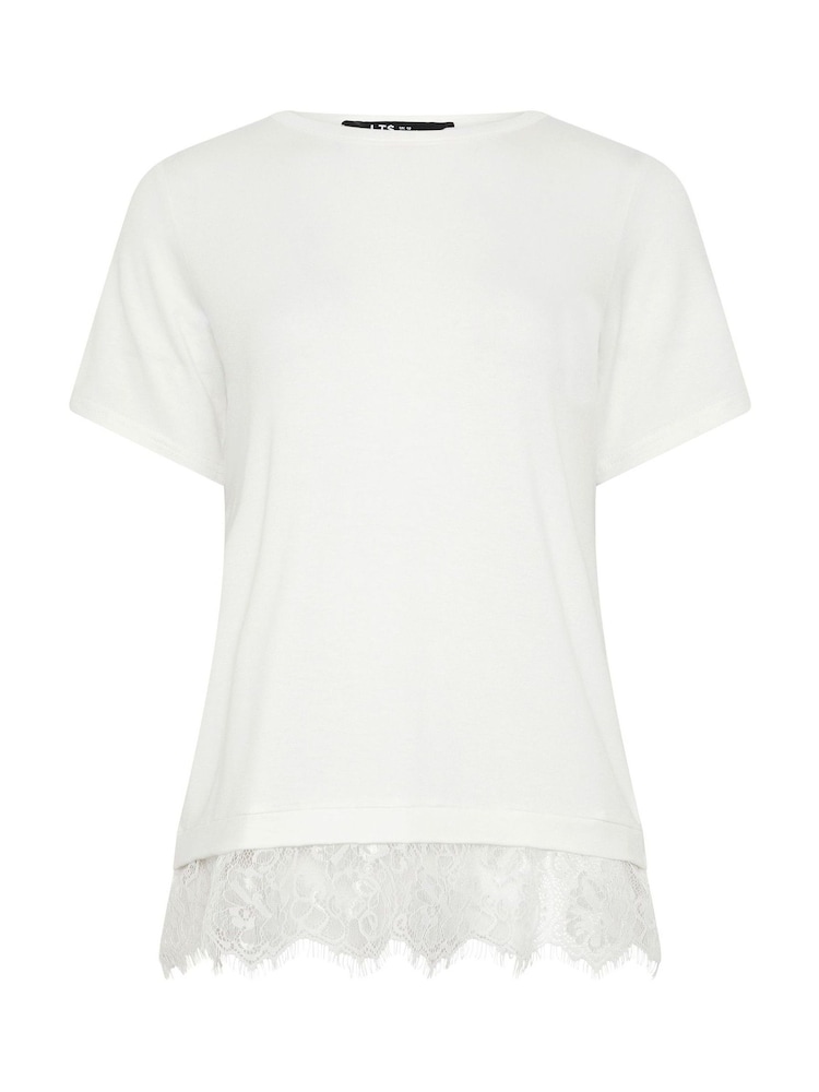 Long Tall Sally White Lace Hem T-Shirt - Image 5 of 5