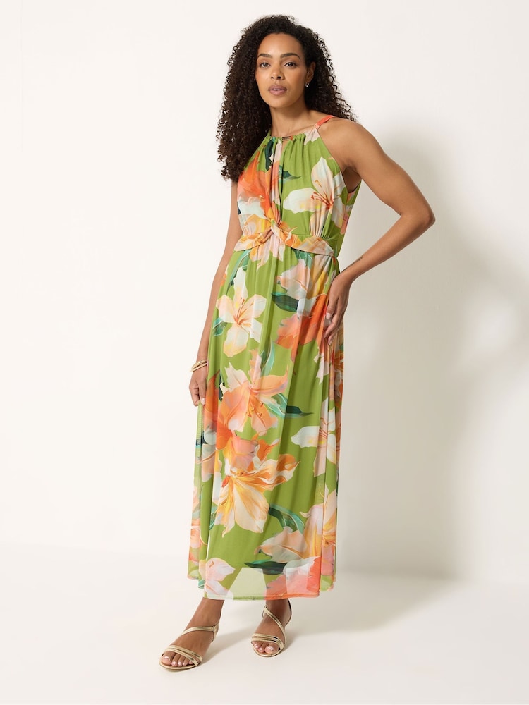 M&Co Green Floral Knot Front Maxi Dress - Image 2 of 5 M&Co Green Floral Knot Front Maxi Dress - Image 2 of 5
