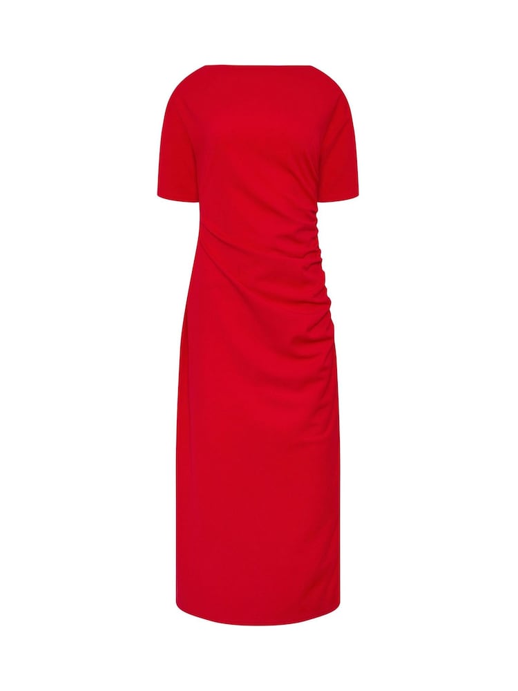 Long Tall Sally Red Ruched Asymmetric Midi Dress - Image 5 of 5